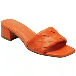 Marc Fisher Women’s Casara Braided Band Slide Heel Sandal, Orange, Size 9.5